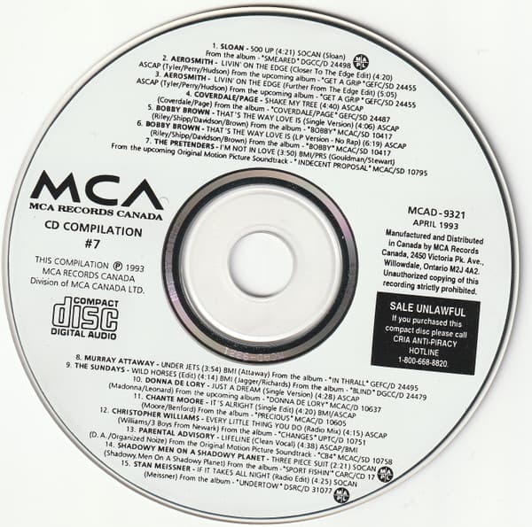 MCA Records Canada CD Compilation #7 (April 1993)